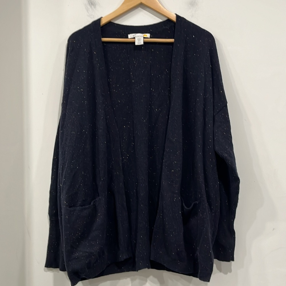 C & C  California Merino Wool Alpaca Blend Open Cardigan in Navy Blue XL
